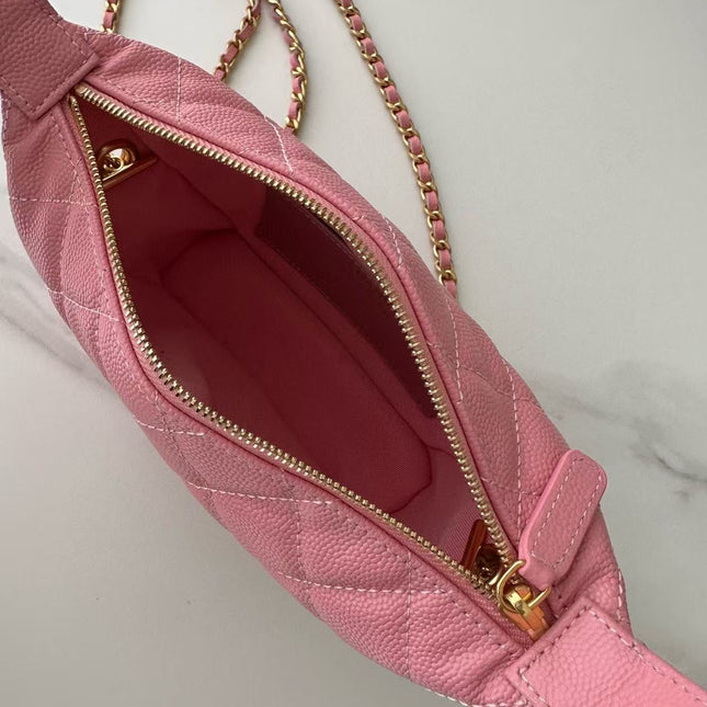 CC TOP HANDLE BAG 19 IN PINK GRAINED CALFSKIN