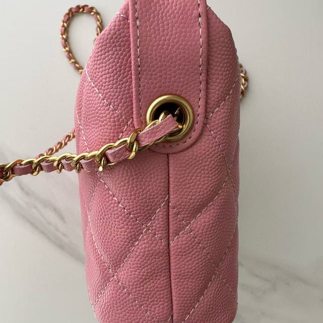 CC TOP HANDLE BAG 19 IN PINK GRAINED CALFSKIN