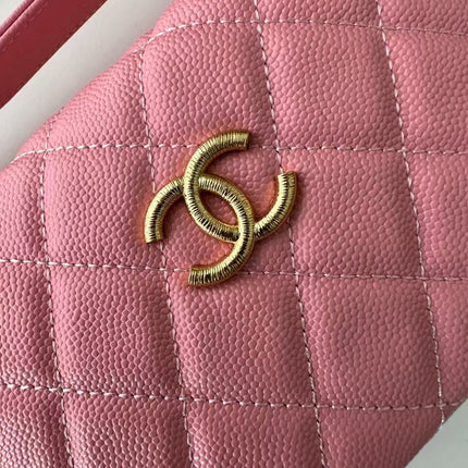 CC TOP HANDLE BAG 19 IN PINK GRAINED CALFSKIN