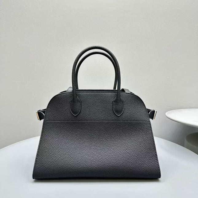 MINIMALIST STRUCTURED SILHOUETTE HANDBAG IN BLACK CALFSKIN