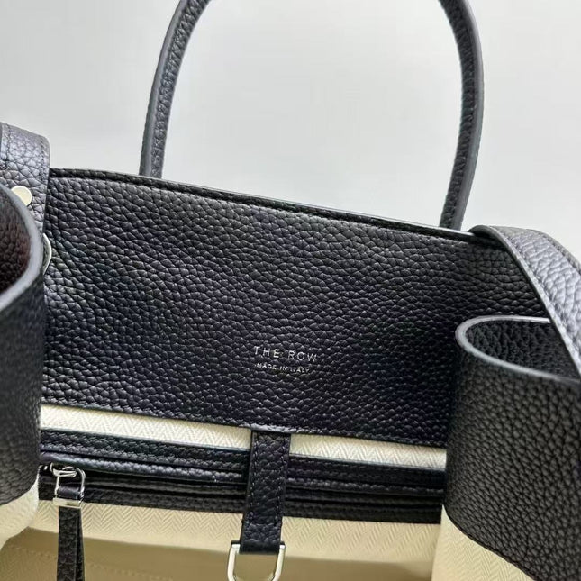MINIMALIST STRUCTURED SILHOUETTE HANDBAG IN BLACK CALFSKIN