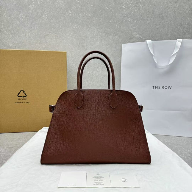MINIMALIST STRUCTURED SILHOUETTE HANDBAG 32 IN BROWN CALFSKIN