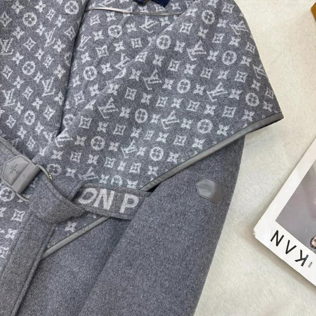 LV MONOGRAM MAXI COLLAR COAT IN GRAY WOOL