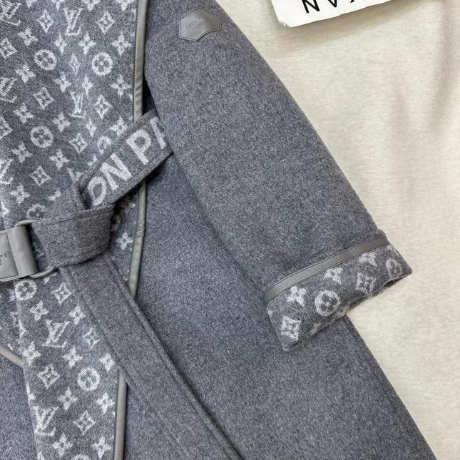 LV MONOGRAM MAXI COLLAR COAT IN GRAY WOOL