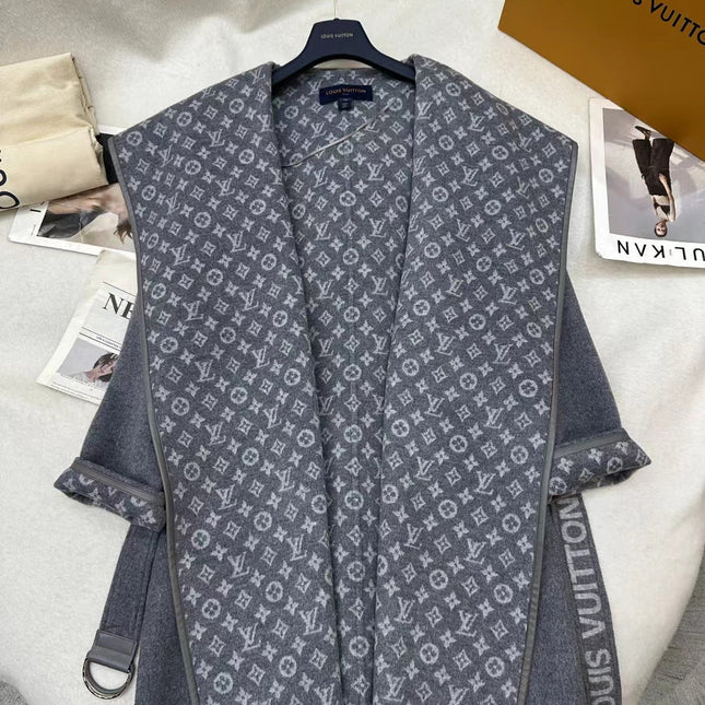 LV MONOGRAM MAXI COLLAR COAT IN GRAY WOOL