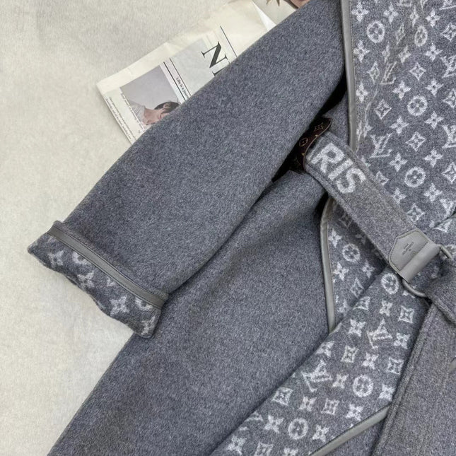 LV MONOGRAM MAXI COLLAR COAT IN GRAY WOOL