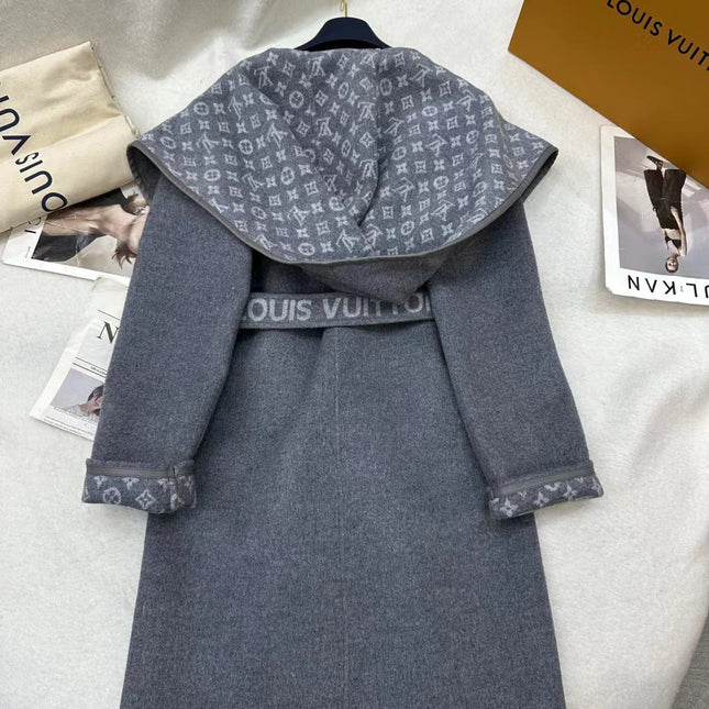 LV MONOGRAM MAXI COLLAR COAT IN GRAY WOOL