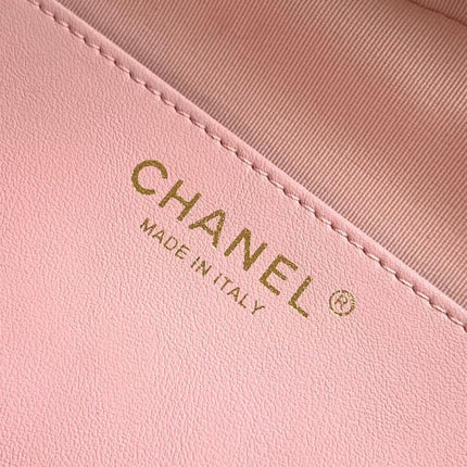 CC HEART QUILTED SHOULDER BAG 19 IN PINK CALFSKIN TP2