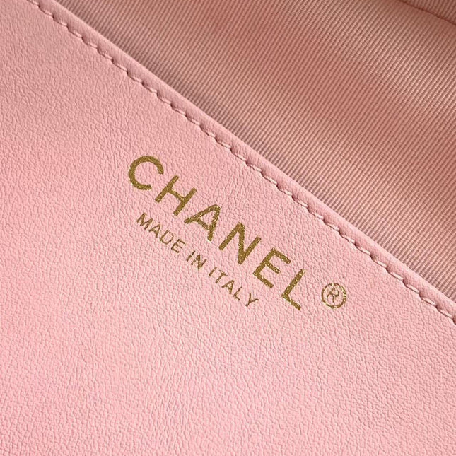CC HEART QUILTED SHOULDER BAG 19 IN PINK CALFSKIN TP2