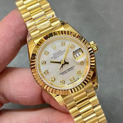 OYSTER PERPETUAL DATEJUST WATCH 28MM IN GOLD AND WHITE