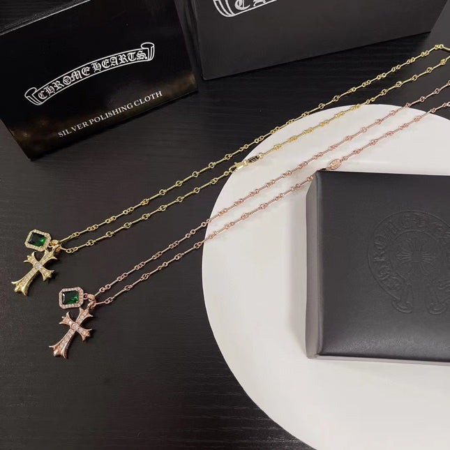 CHROME HEARTS CRYSTAL CROSS NECKLACE