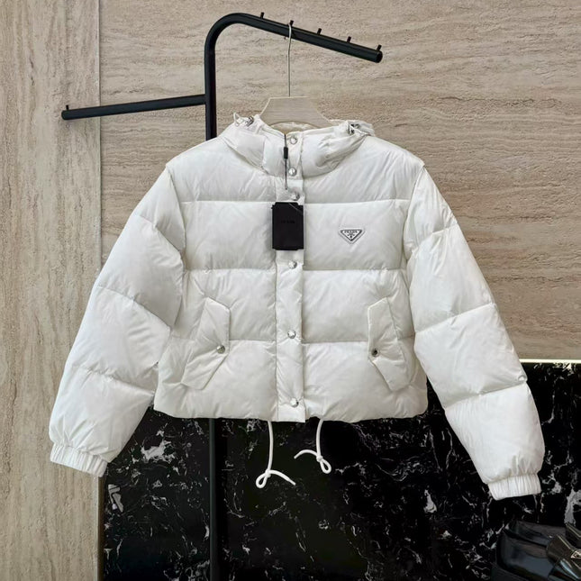PRA CONVERTABLE DOWN JACKET IN WHITE RE-NYLON