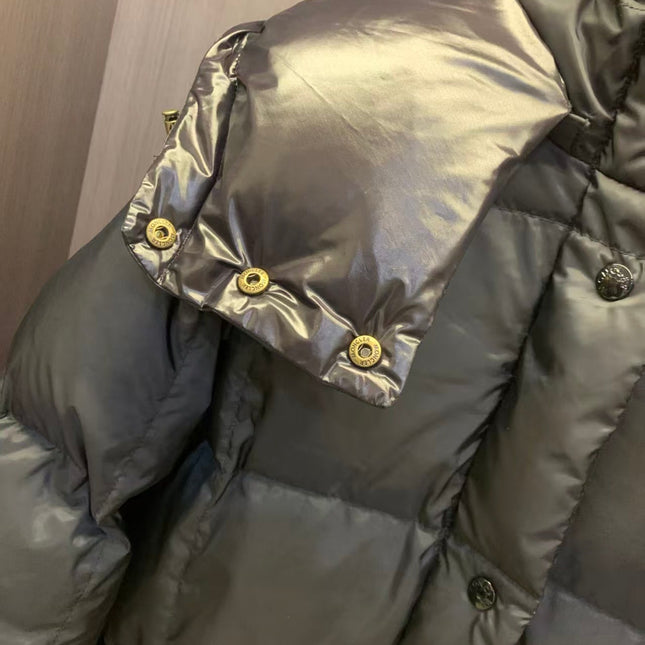 HOODED LONG PUFFER JACKET IN BLACK