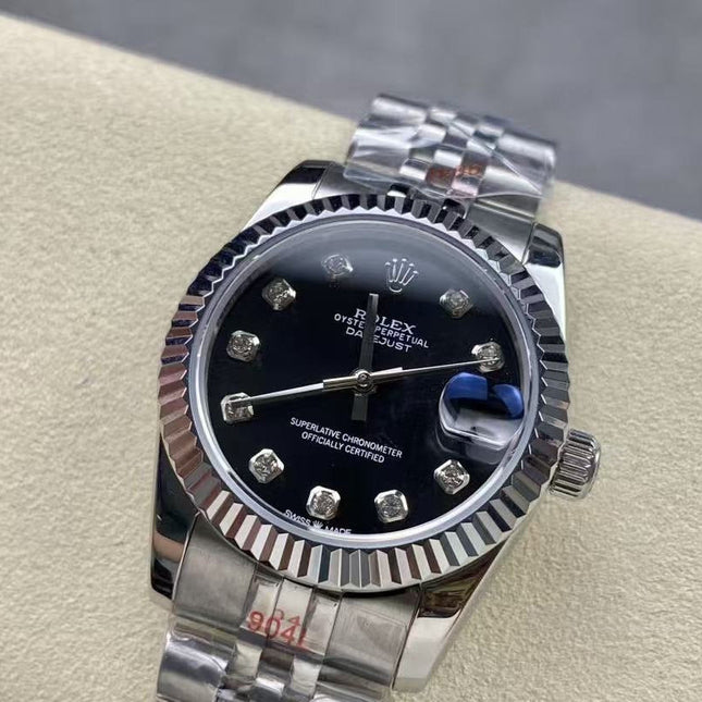 DATEJUST 31MM DIAMOND BEZEL STAINLESS STEEL IN BLACK