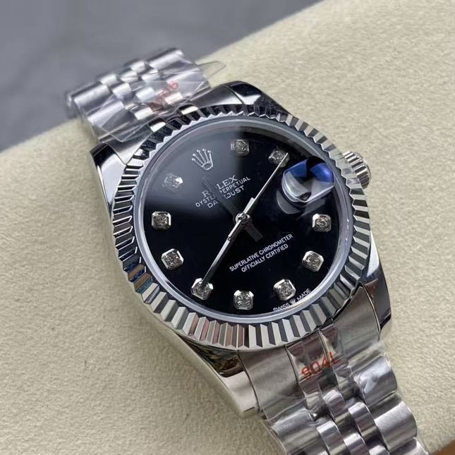 DATEJUST 31MM DIAMOND BEZEL STAINLESS STEEL IN BLACK