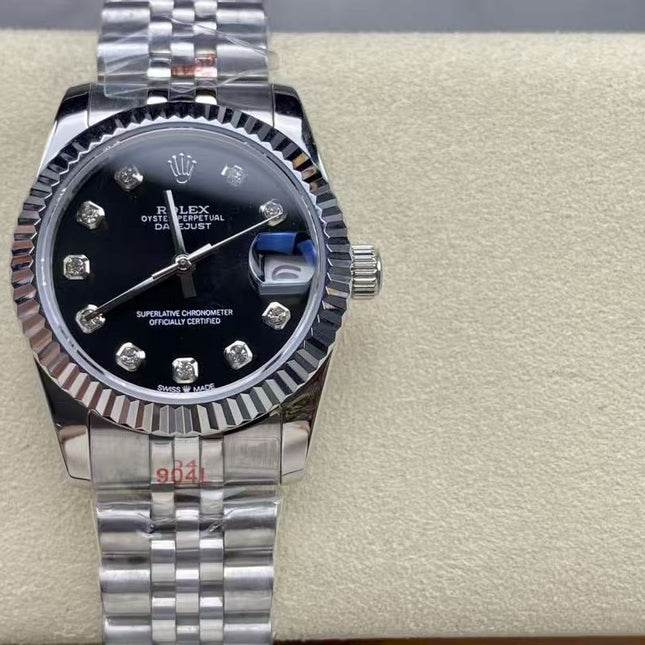 DATEJUST 31MM DIAMOND BEZEL STAINLESS STEEL IN BLACK
