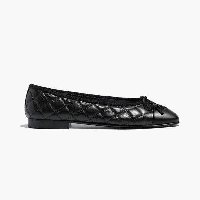 BALLET FLATS BLACK AGED CALFSKIN