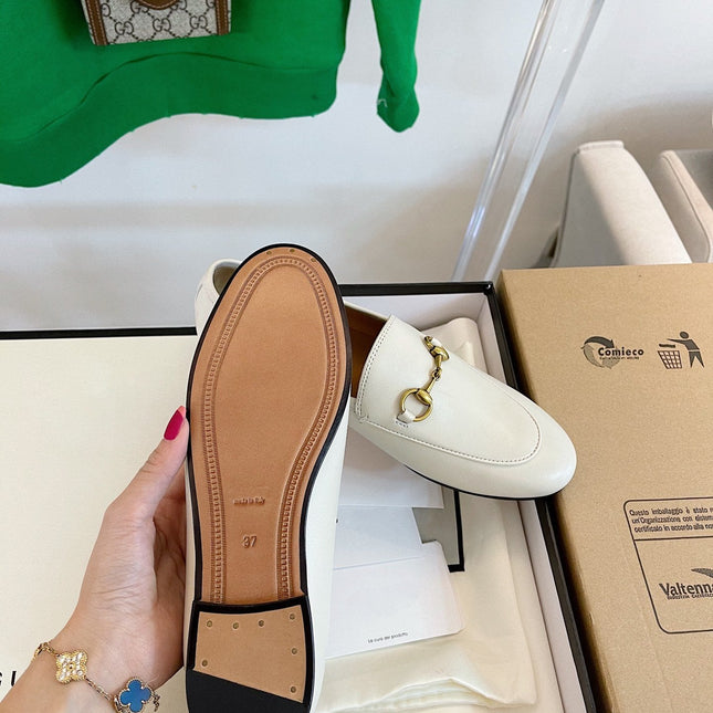GG LOAFERS MULES WHITE BROWN SOLE