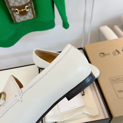 GG LOAFERS MULES WHITE BROWN SOLE