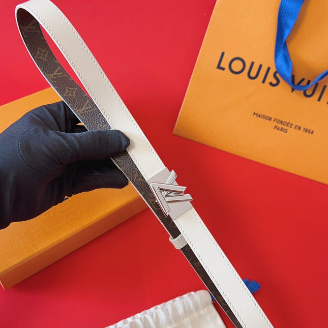 LV GO-14 20MM BELT IN WHITE CALFSKIN SILVER HARDWARE