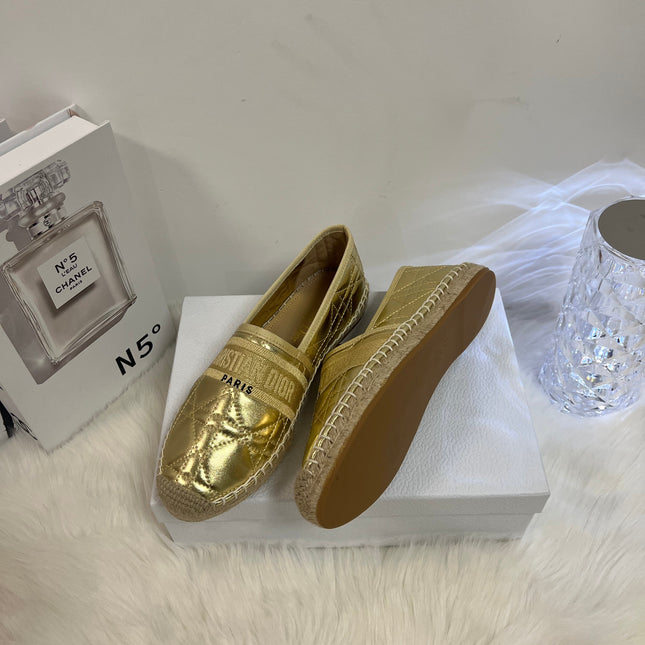 GRANVILLE ESPADRILLE GOLD QUILTED CANNAGE CALFSKIN