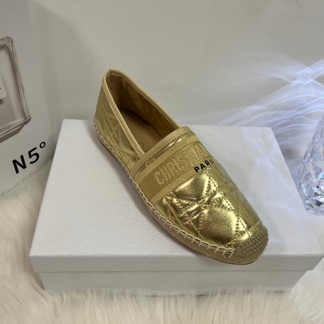 GRANVILLE ESPADRILLE GOLD QUILTED CANNAGE CALFSKIN