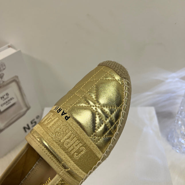 GRANVILLE ESPADRILLE GOLD QUILTED CANNAGE CALFSKIN