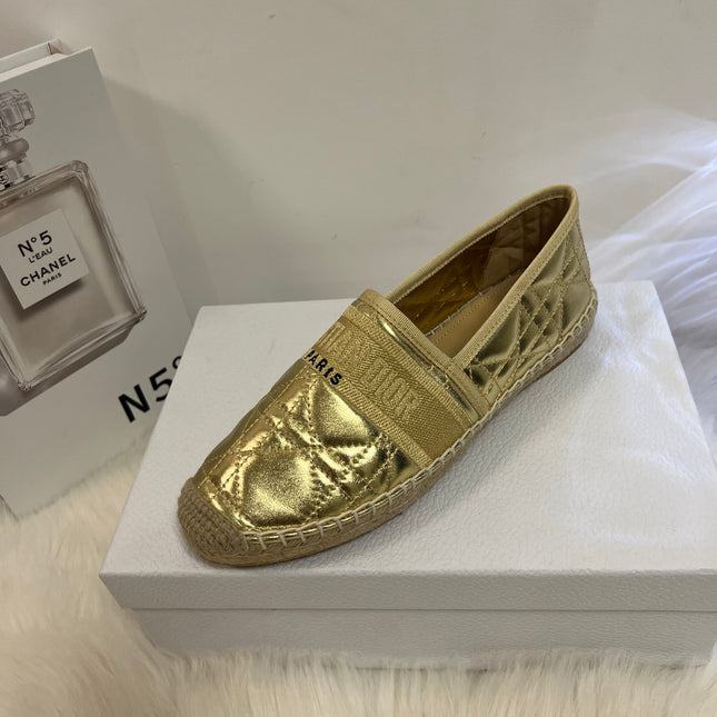 GRANVILLE ESPADRILLE GOLD QUILTED CANNAGE CALFSKIN