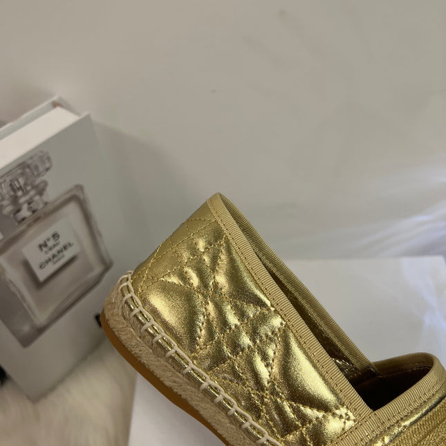 GRANVILLE ESPADRILLE GOLD QUILTED CANNAGE CALFSKIN