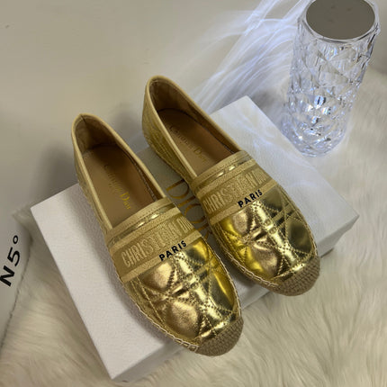 GRANVILLE ESPADRILLE GOLD QUILTED CANNAGE CALFSKIN