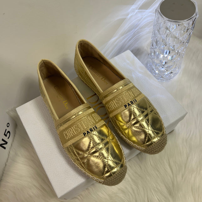 GRANVILLE ESPADRILLE GOLD QUILTED CANNAGE CALFSKIN