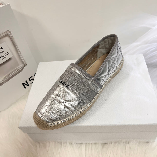 GRANVILLE ESPADRILLE SILVER QUILTED CANNAGE CALFSKIN
