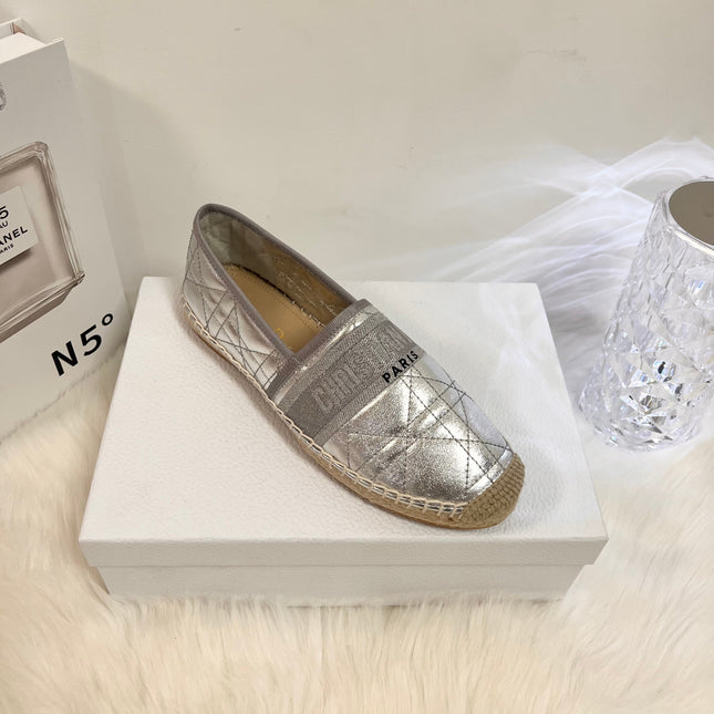 GRANVILLE ESPADRILLE SILVER QUILTED CANNAGE CALFSKIN