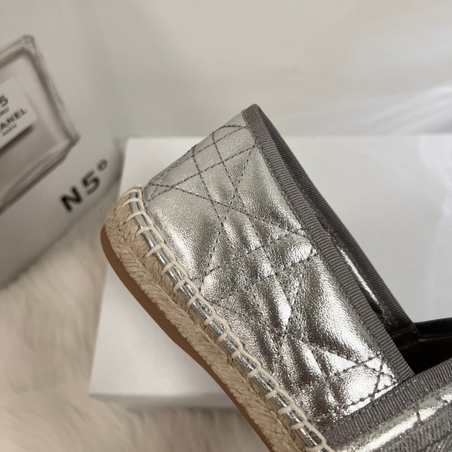 GRANVILLE ESPADRILLE SILVER QUILTED CANNAGE CALFSKIN