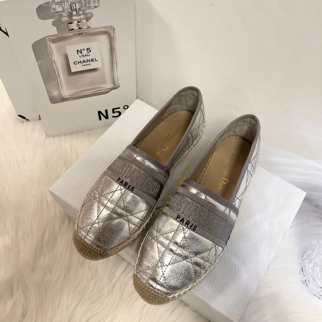 GRANVILLE ESPADRILLE SILVER QUILTED CANNAGE CALFSKIN