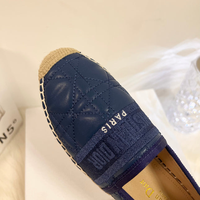 GRANVILLE ESPADRILLE NAVY BLUE QUILTED CANNAGE CALFSKIN