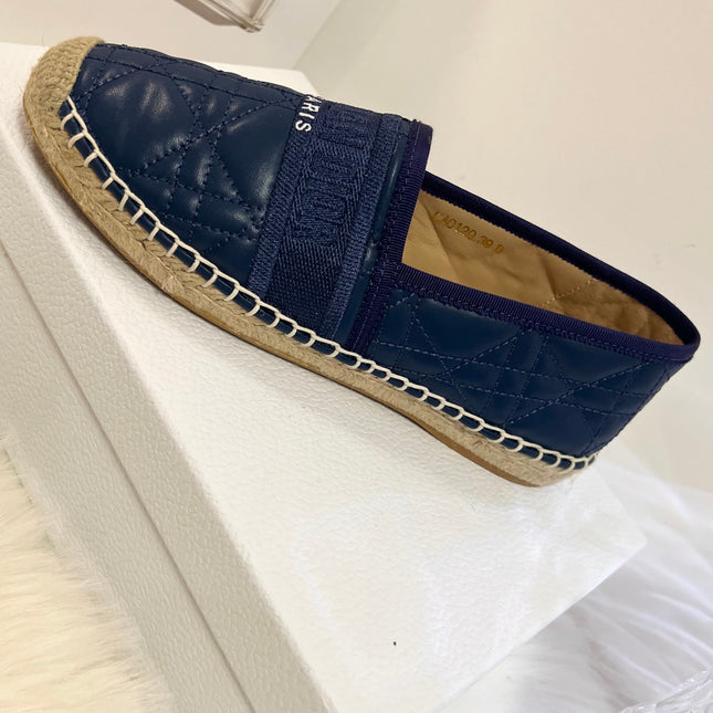 GRANVILLE ESPADRILLE NAVY BLUE QUILTED CANNAGE CALFSKIN