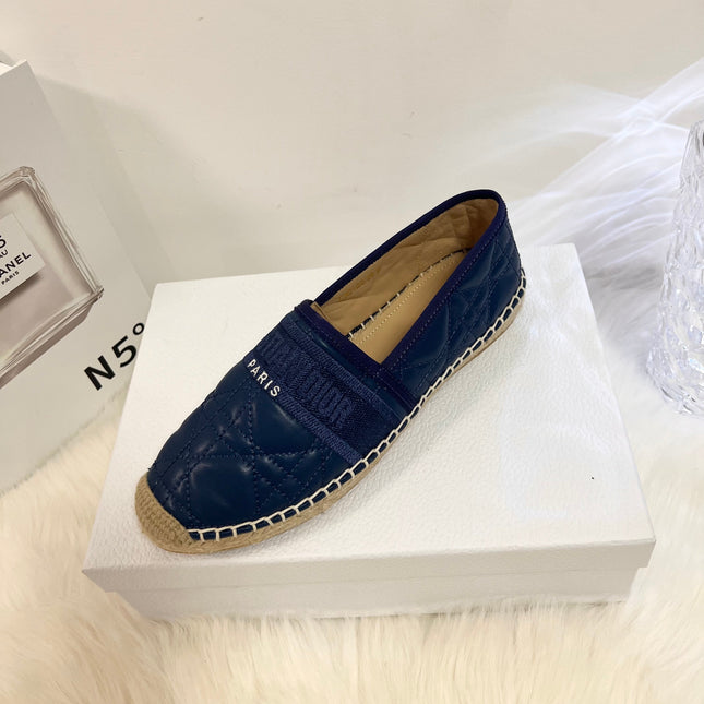 GRANVILLE ESPADRILLE NAVY BLUE QUILTED CANNAGE CALFSKIN