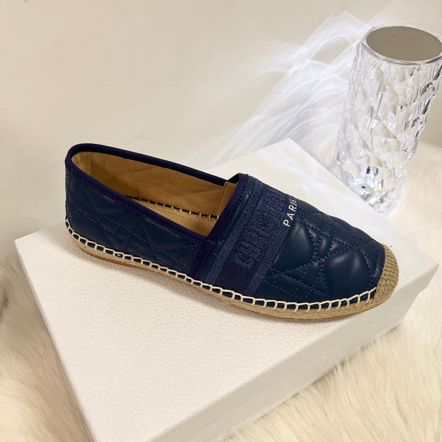 GRANVILLE ESPADRILLE NAVY BLUE QUILTED CANNAGE CALFSKIN
