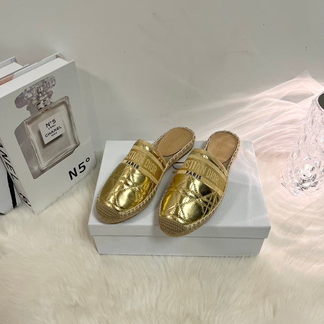 GRANVILLE ESPADRILLE MULE GOLD QUILTED CANNAGE CALFSKIN