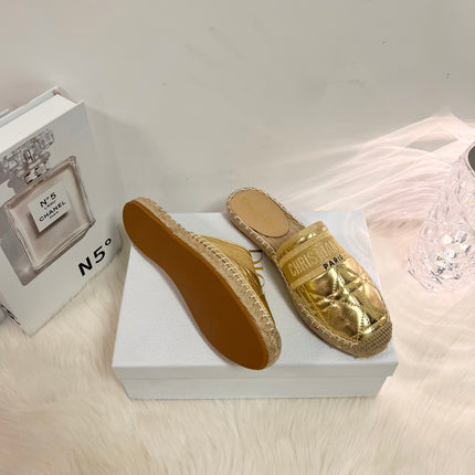 GRANVILLE ESPADRILLE MULE GOLD QUILTED CANNAGE CALFSKIN