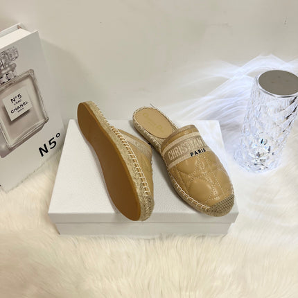 GRANVILLE ESPADRILLE MULE CAMEL BEIGE QUILTED CANNAGE CALFSKIN