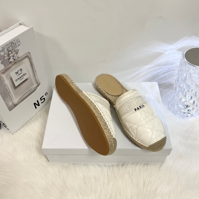 GRANVILLE ESPADRILLE MULE WHITE QUILTED CANNAGE CALFSKIN