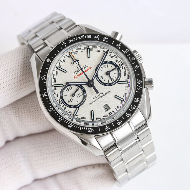 SPEEDMASTER RACING WATCH SILVER CASE AND WHITE DIAL