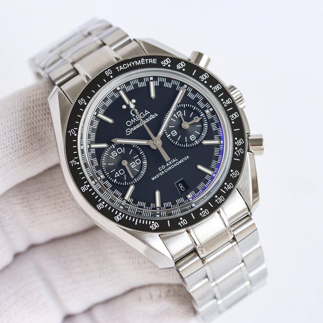SPEEDMASTER RACING WATCH SILVER CASE AND BLACK DIAL