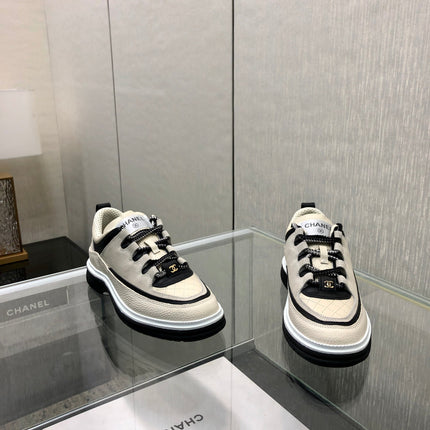 LOW TOP CASUAL SHOES IN BISQUE BEIGE LAMBSKIN AND SUEDE