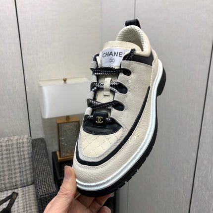 LOW TOP CASUAL SHOES IN BISQUE BEIGE LAMBSKIN AND SUEDE