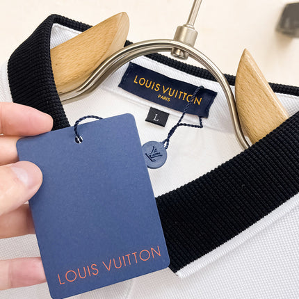 LV POLO WHITE AND BLACK TRIM LONG-STAPLE COTTON 238771