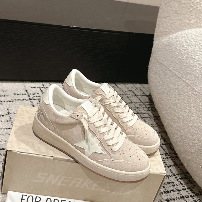 BALL STAR 2 SNEAKERS WITH WHITE CALFSKIN STAR BEIGE SUEDE UPPER
