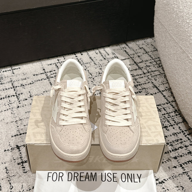 BALL STAR 2 SNEAKERS WITH WHITE CALFSKIN STAR BEIGE SUEDE UPPER
